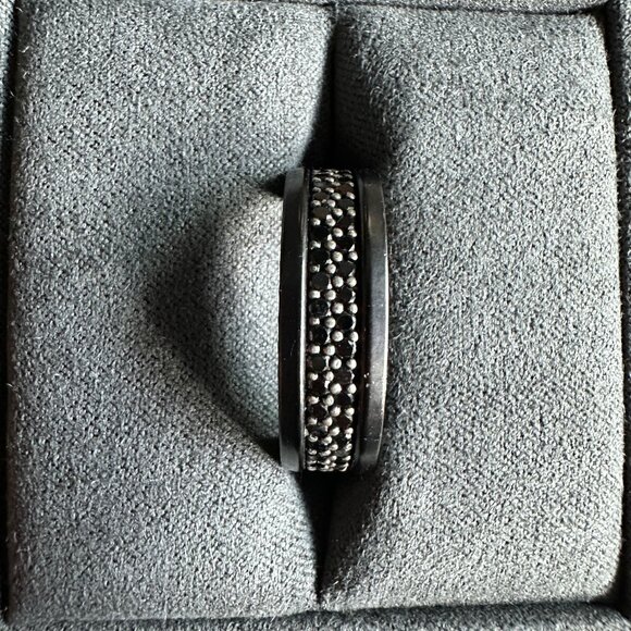 David Yurman Streamline Two Row Band Ring w/ Black Diamonds - Size 10 - Picture 9 of 16